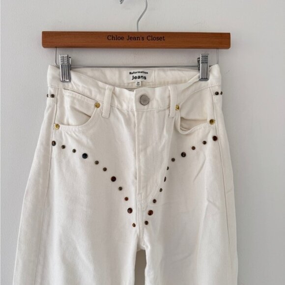 REFORMATION Cowboy Studded Straight Jeans 24 - Picture 4 of 7